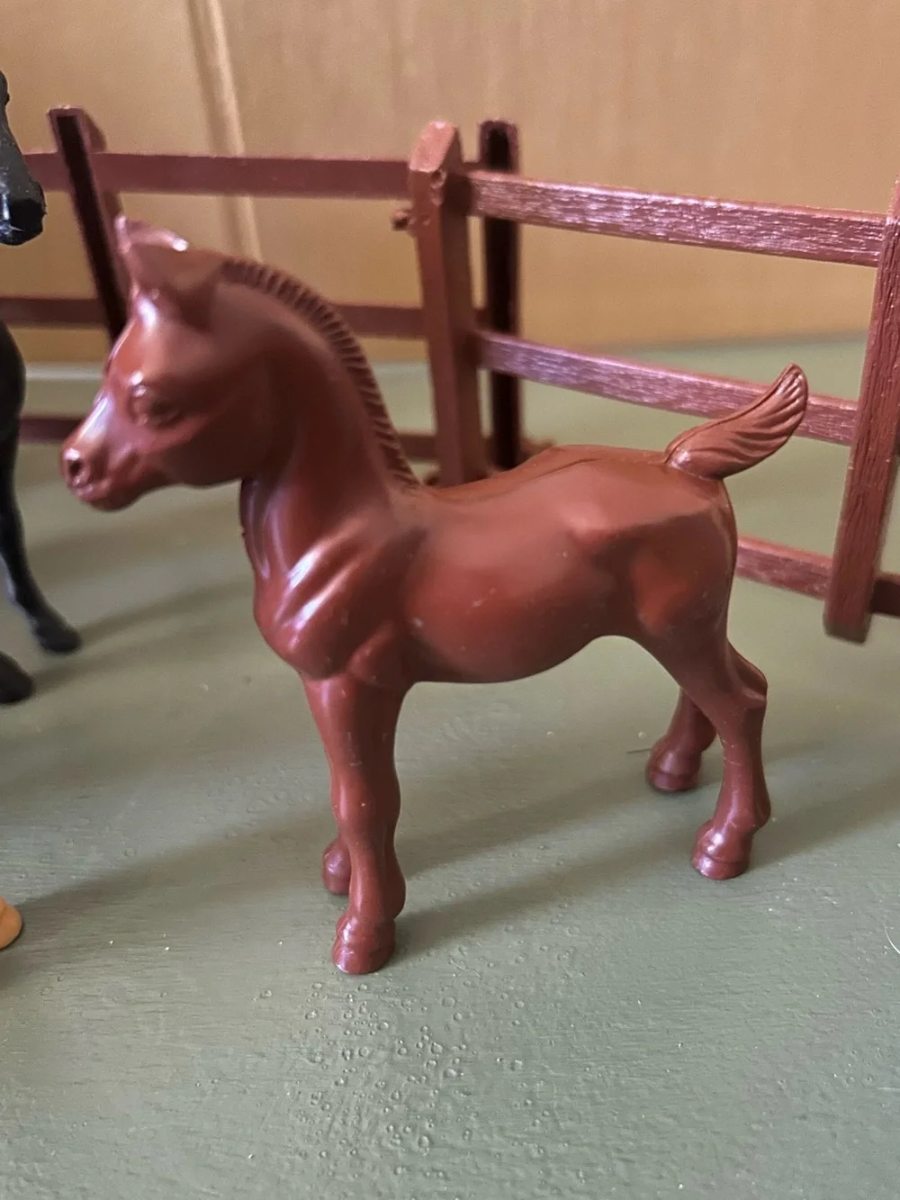 Toy Plastic Horses, Trees, Fence And Cow Farm Animals